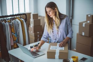a lady has a retail online store