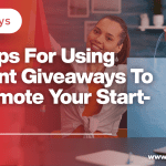 A business seller doing event giveaways