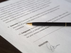 contract and pen